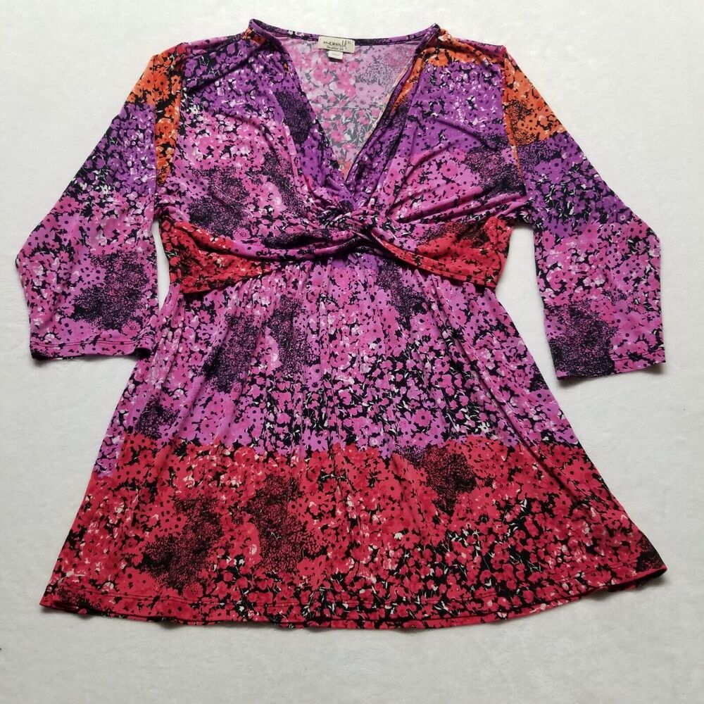One World XL Top Criss Cross Twist Hippie Party Babydoll Y2K Bohemian Festival